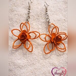 Orange Flower Earrings